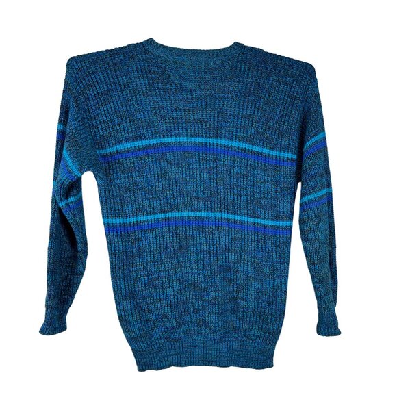 Ivy Club Mens Striped Sweater Big 2X Blue Black Crewneck Long Sleeve Knit - Picture 9 of 9
